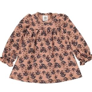 Musli Long-sleeve Floral Top Ruffle Wrist Detail Snap 12-18 Months Organic